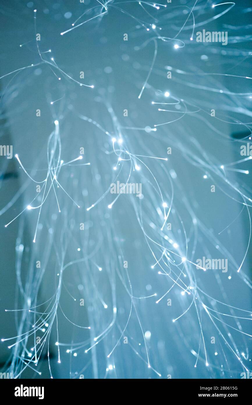 Blue LED Fiber Optic Lights Stock Photo Alamy
