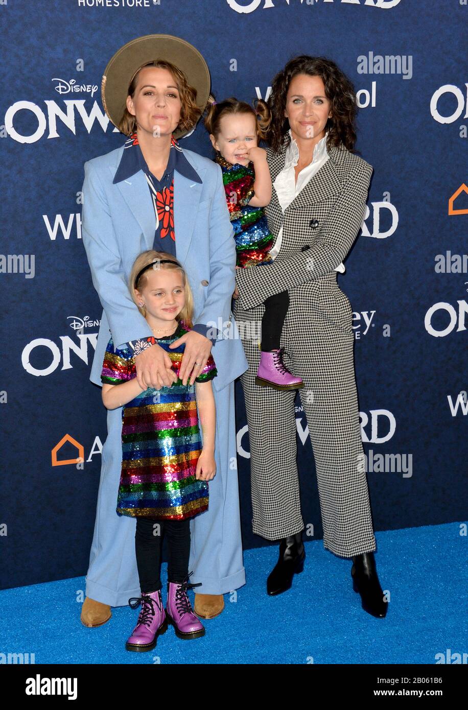 Los Angeles, USA. 18th Feb, 2020. LOS ANGELES, CA: 18, 2020: Brandi Carlile, Catherine Shepherd, Evangeline Ruth Carlile & Elijah Carlile at the world premiere of 'Onward' at the El Capitan Theatre. Picture Credit: Paul Smith/Alamy Live News Stock Photo