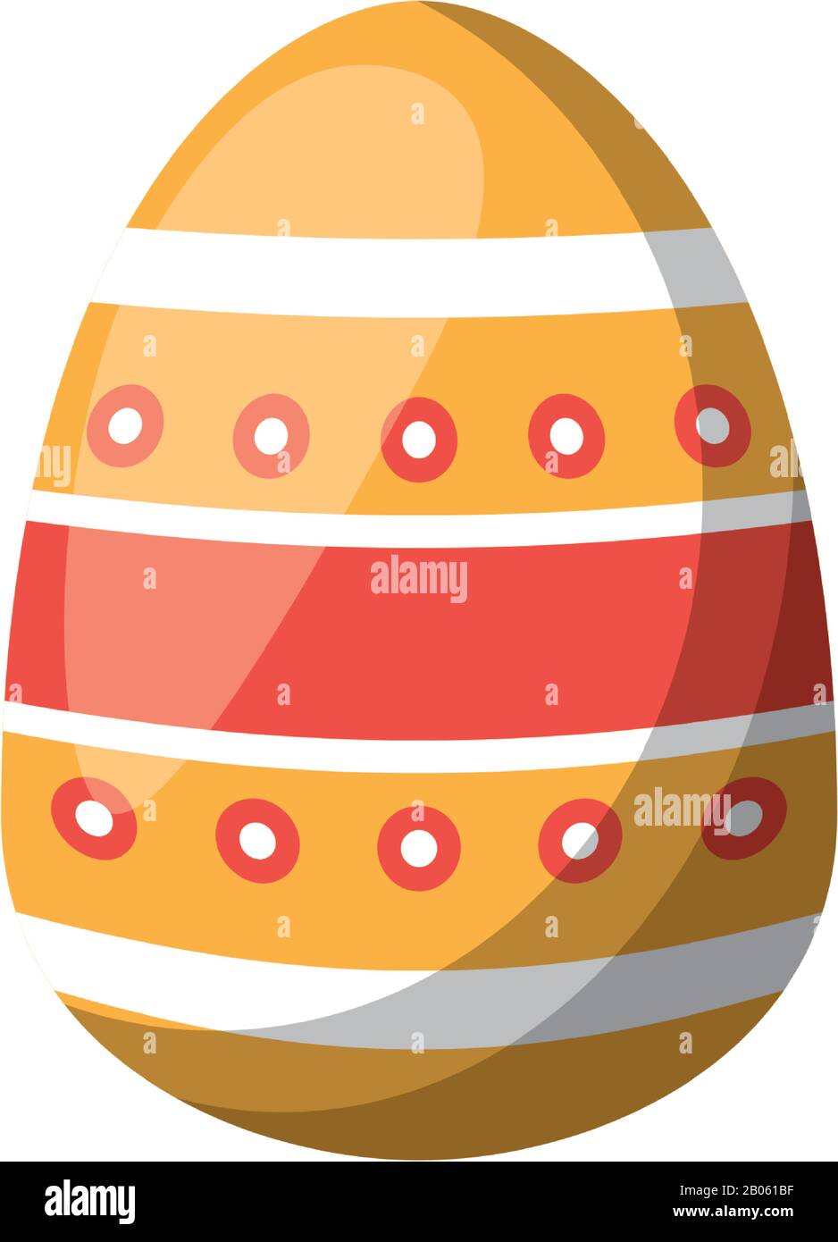 easter egg painted with bars and points flat style Stock Vector
