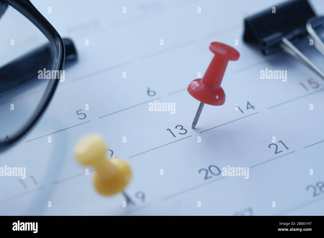 deadline concept with pin on calendar date  Stock Photo