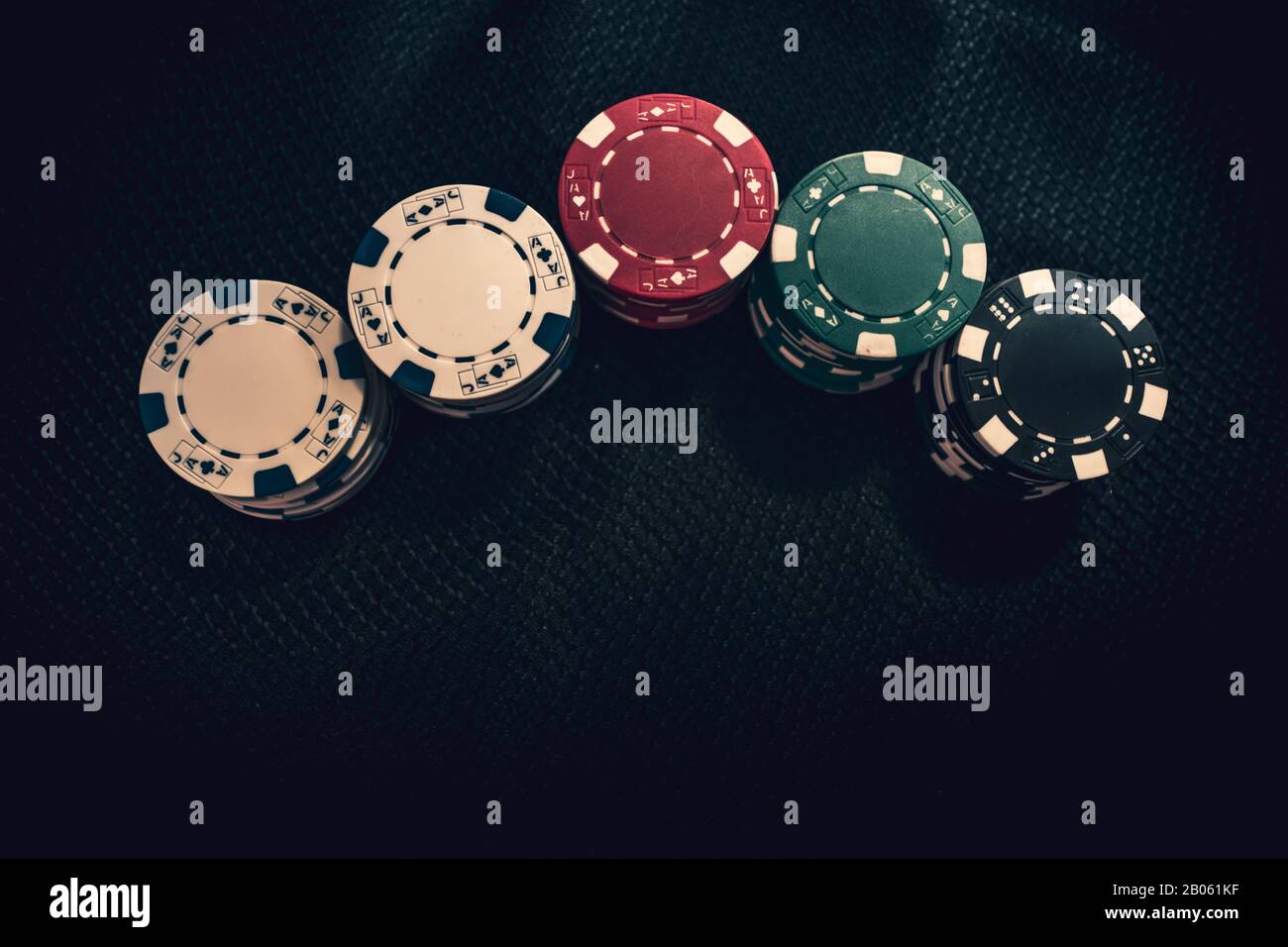 Large stacks of Poker chips at gambiling hall Stock Photo Alamy