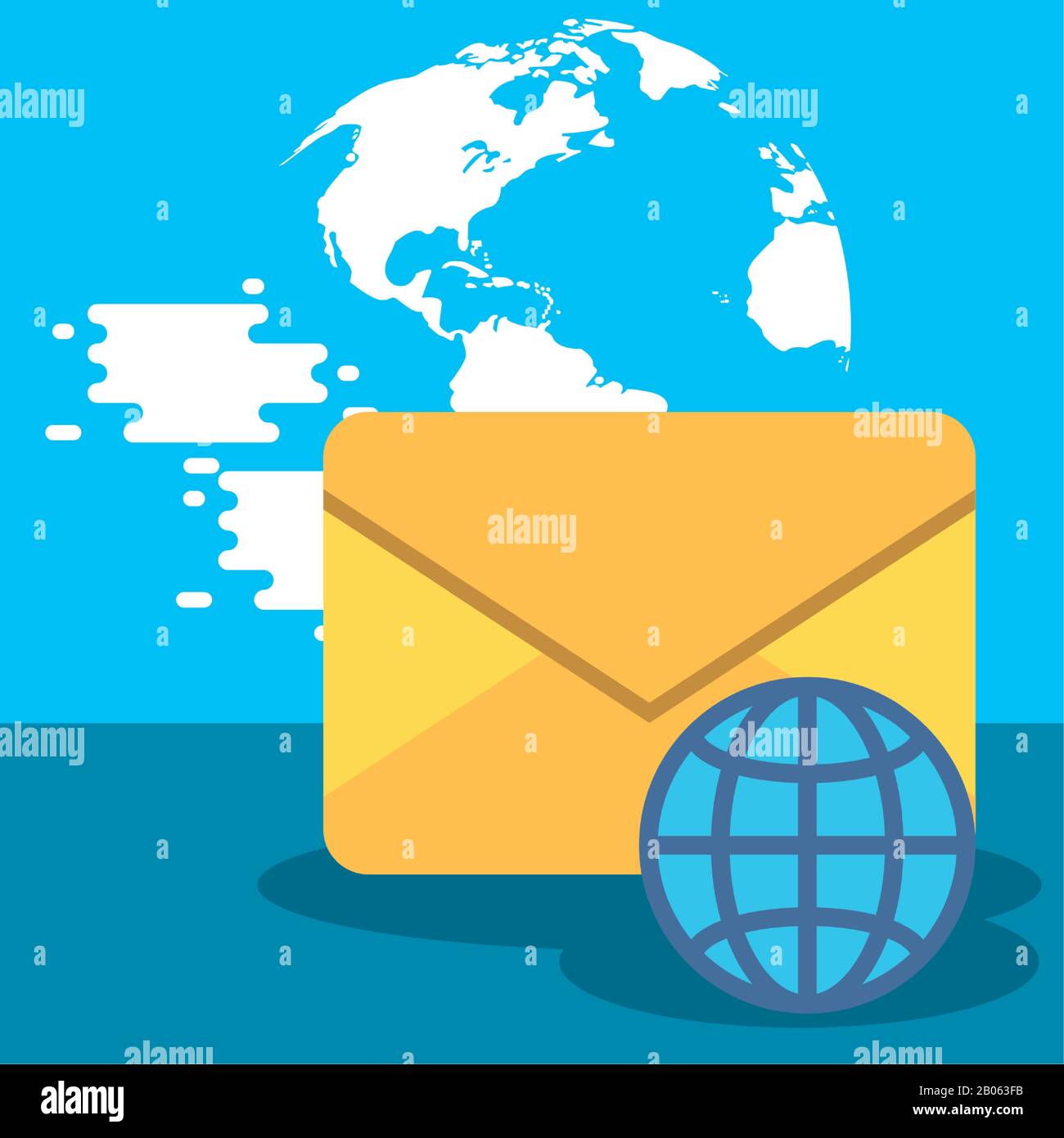 envelope postal service with sphere Stock Vector