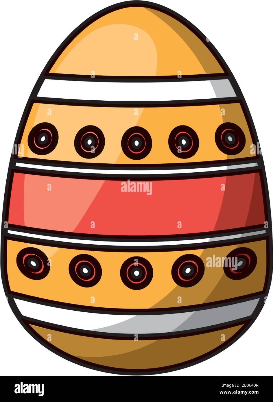 easter egg painted with bars and points flat style Stock Vector
