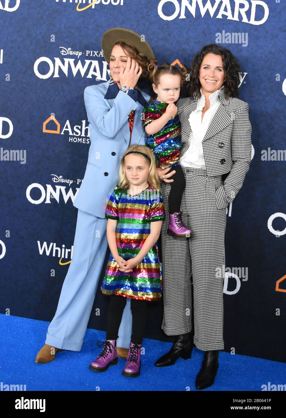 Hollywood, California, USA 18th February 2020 Singer/songwriter Brandi Carlile, daughters Evangeline Ruth Carlile and Elijah Carlile and Catherine Shepherd attend Disney Pixar 'Onward' World Premiere on February 18, 2020 at the El Capitan Theatre in Hollywood, California, USA. Photo by Barry King/Alamy Live News Stock Photo