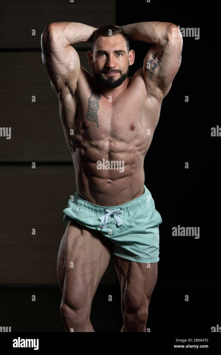 Well Developed Man Portrait Of A Young Physically Fit Man Showing His Well Trained Body ...