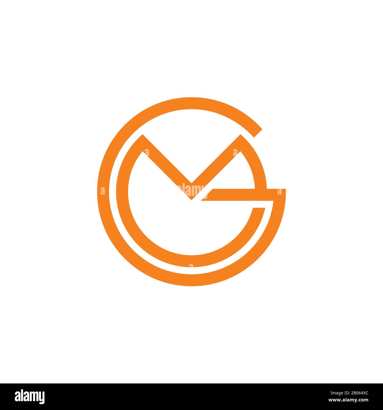 letters gm simple circle linked line logo vector Stock Vector