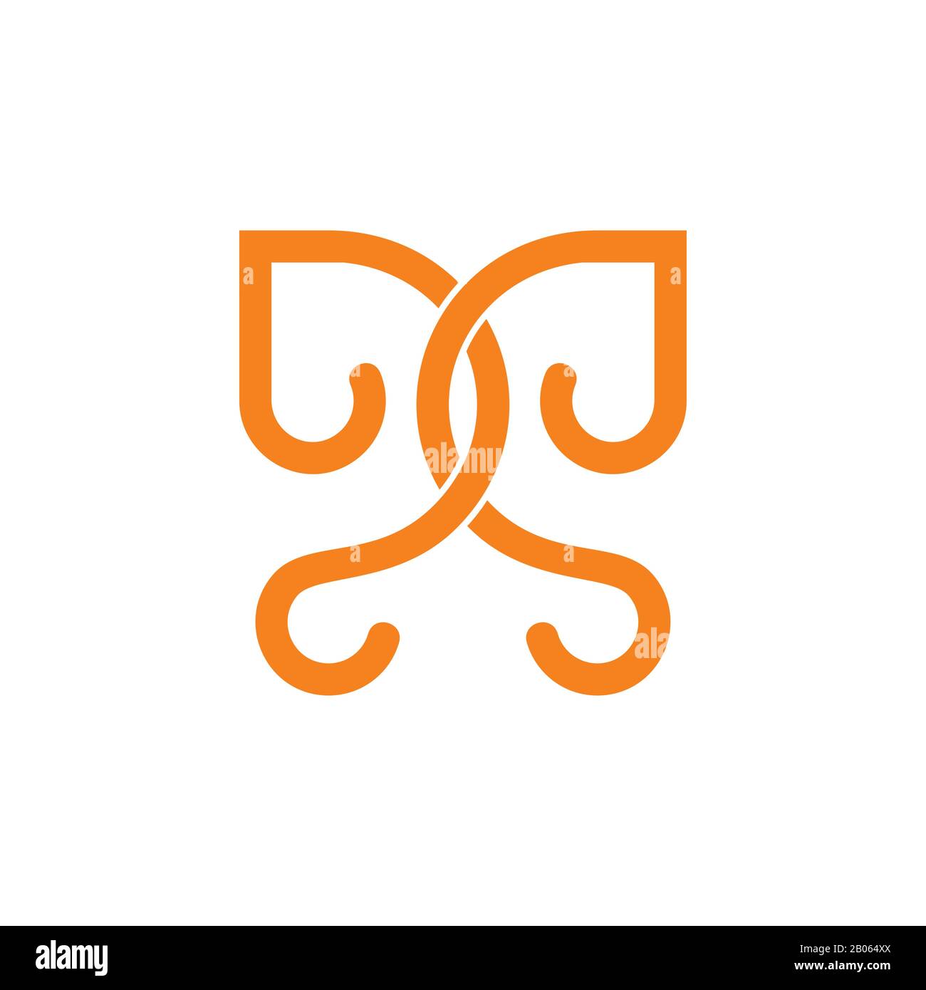 letters dd linked curves line loop design logo Stock Vector