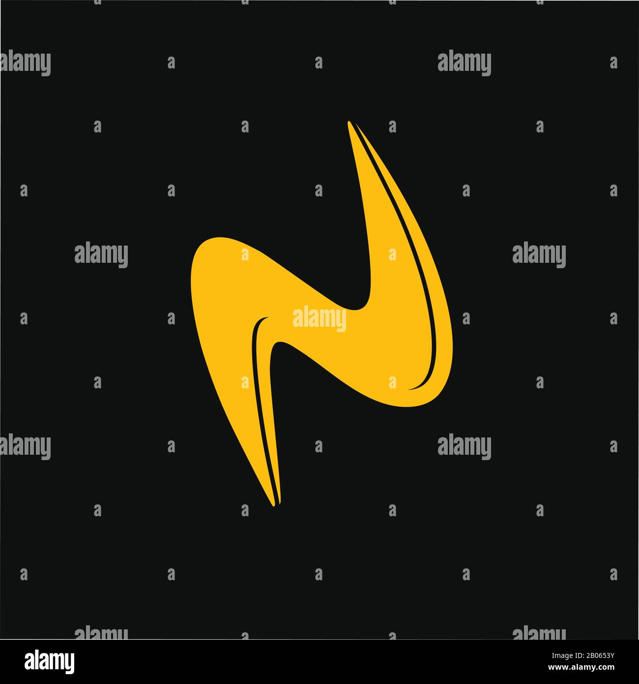 abstract letter n thunder shape simple curves logo vector Stock Vector