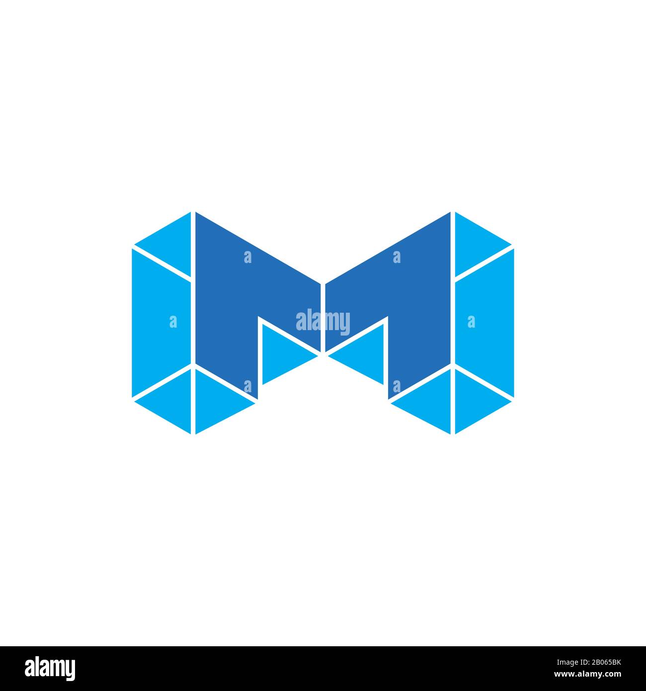 letter m 3d geometric blue diamond logo vector Stock Vector