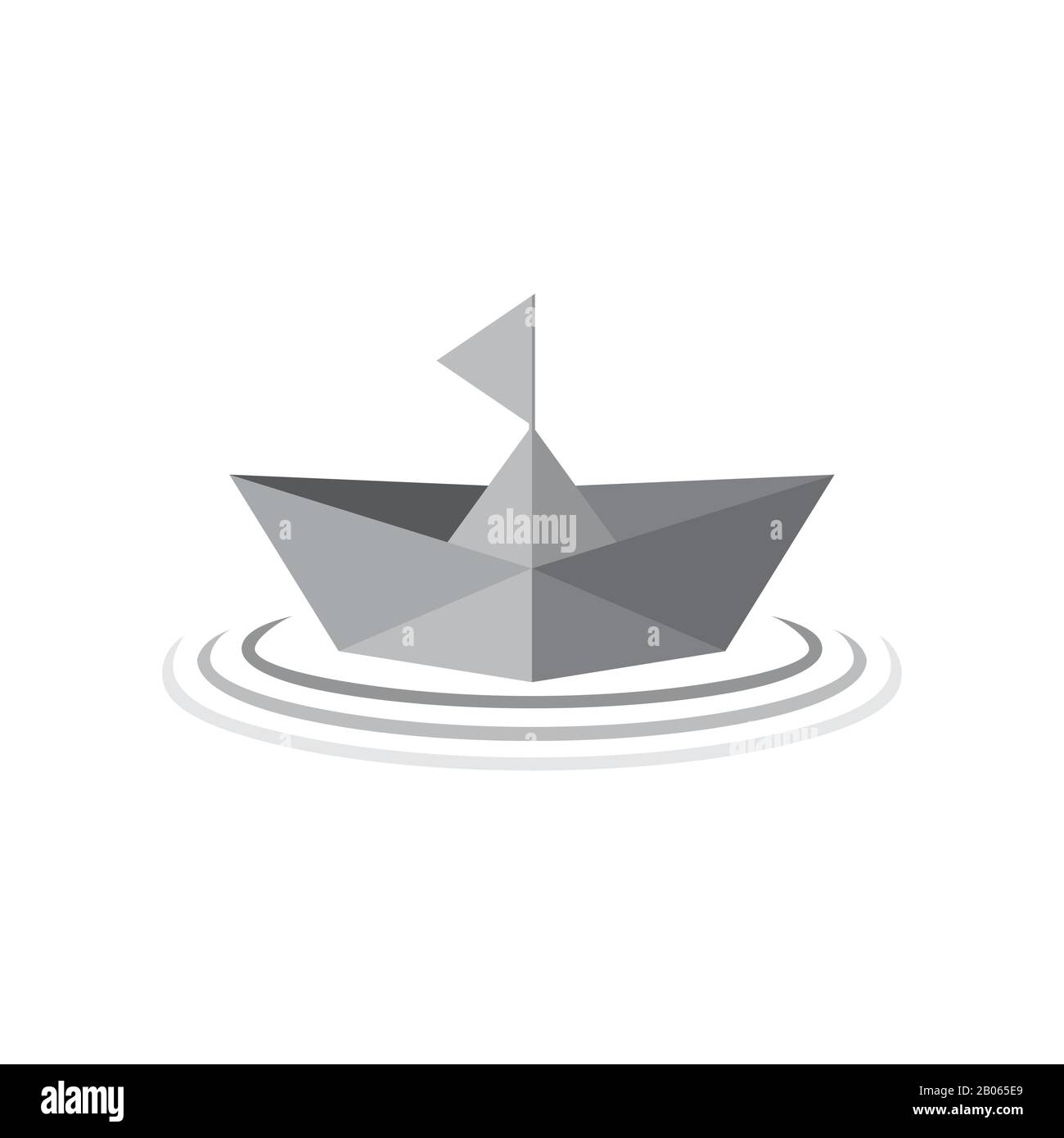 paper ship boat gradient 3d symbol logo vector Stock Vector