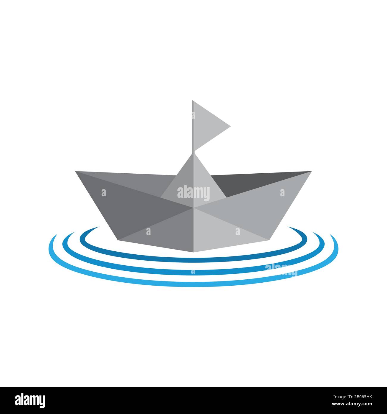 paper ship boat gradient 3d symbol logo vector Stock Vector