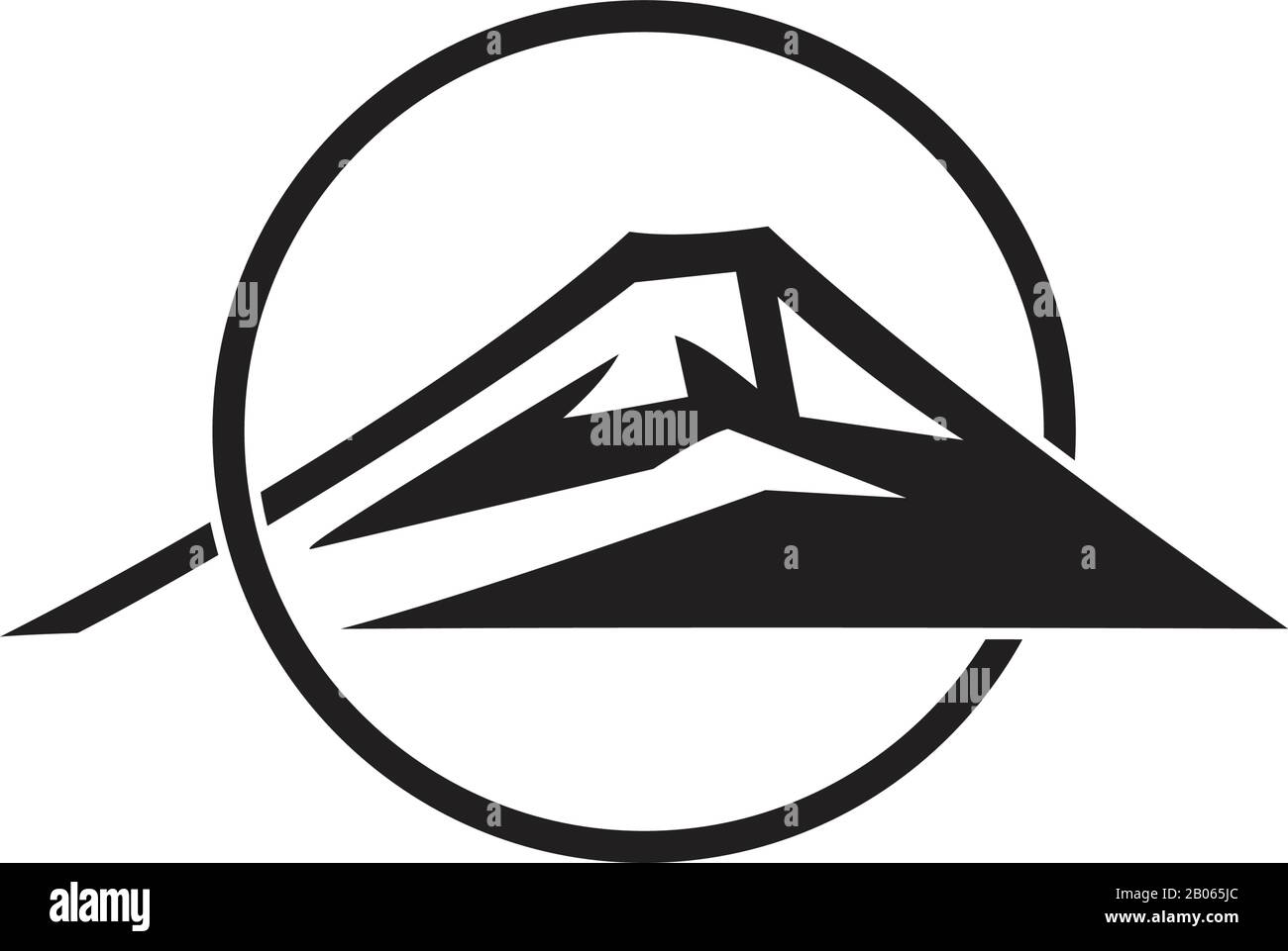 mountain sun overlapping flat monogram logo vector Stock Vector