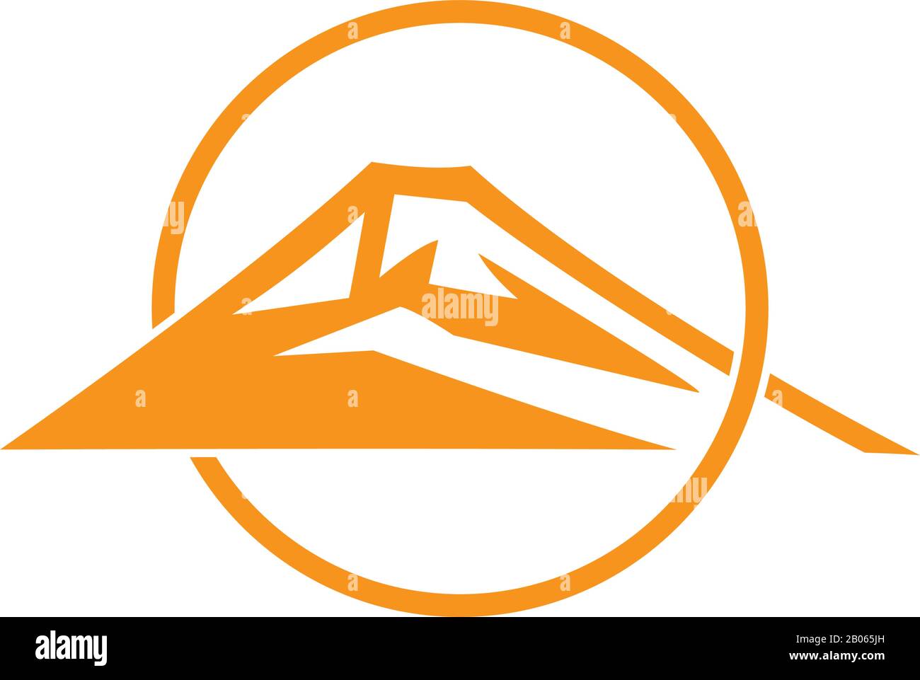 mountain sun overlapping flat monogram logo vector Stock Vector