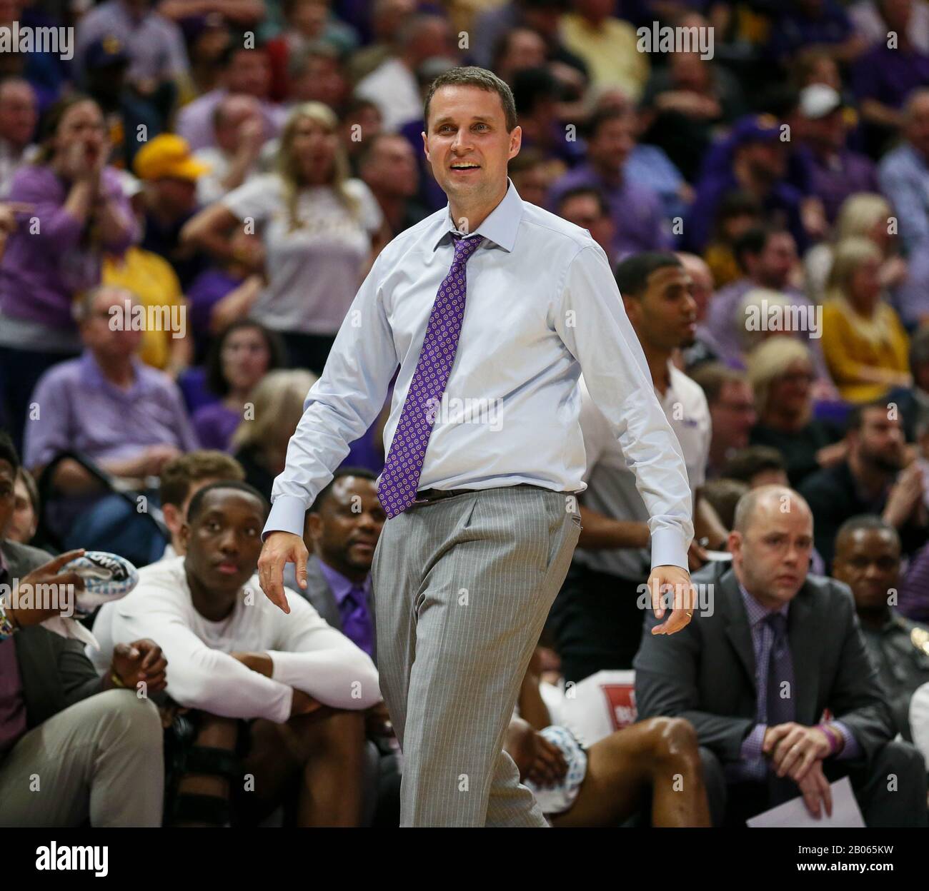 Baton Rouge, LA, USA. 18th Feb, 2020. LSU Head Coach Will Wade reacts