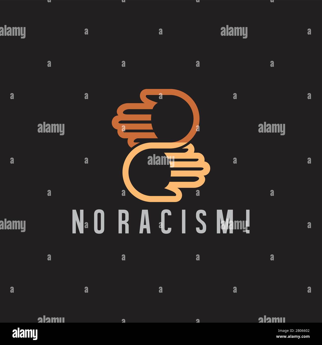 number two no racism symbol logo vector Stock Vector