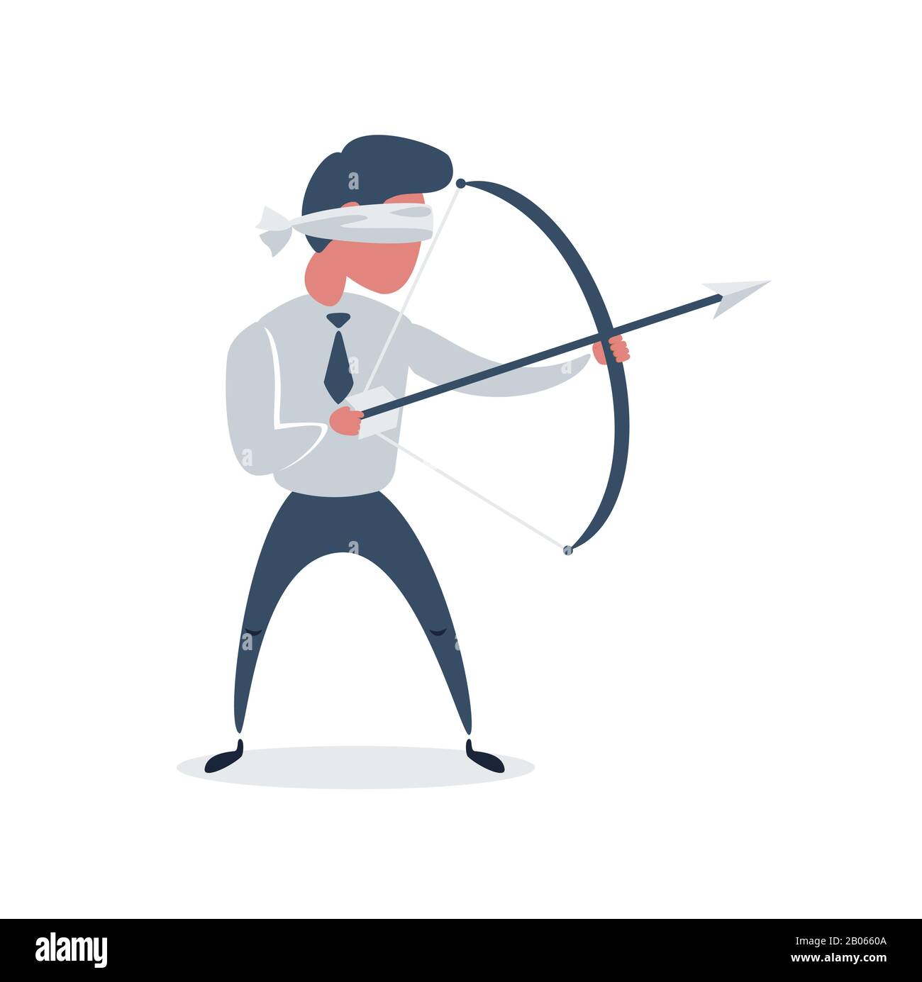 Blindfold Businessman with bow and arrow Stock Vector