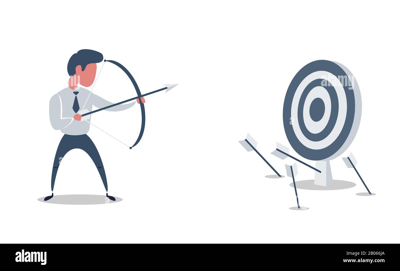 Blindfold businessman shooting arrow Stock Vector Image & Art - Alamy