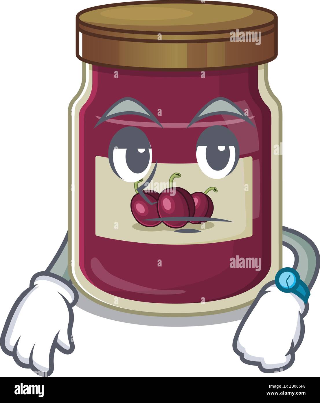 cartoon character design of plum jam on a waiting gesture Stock Vector