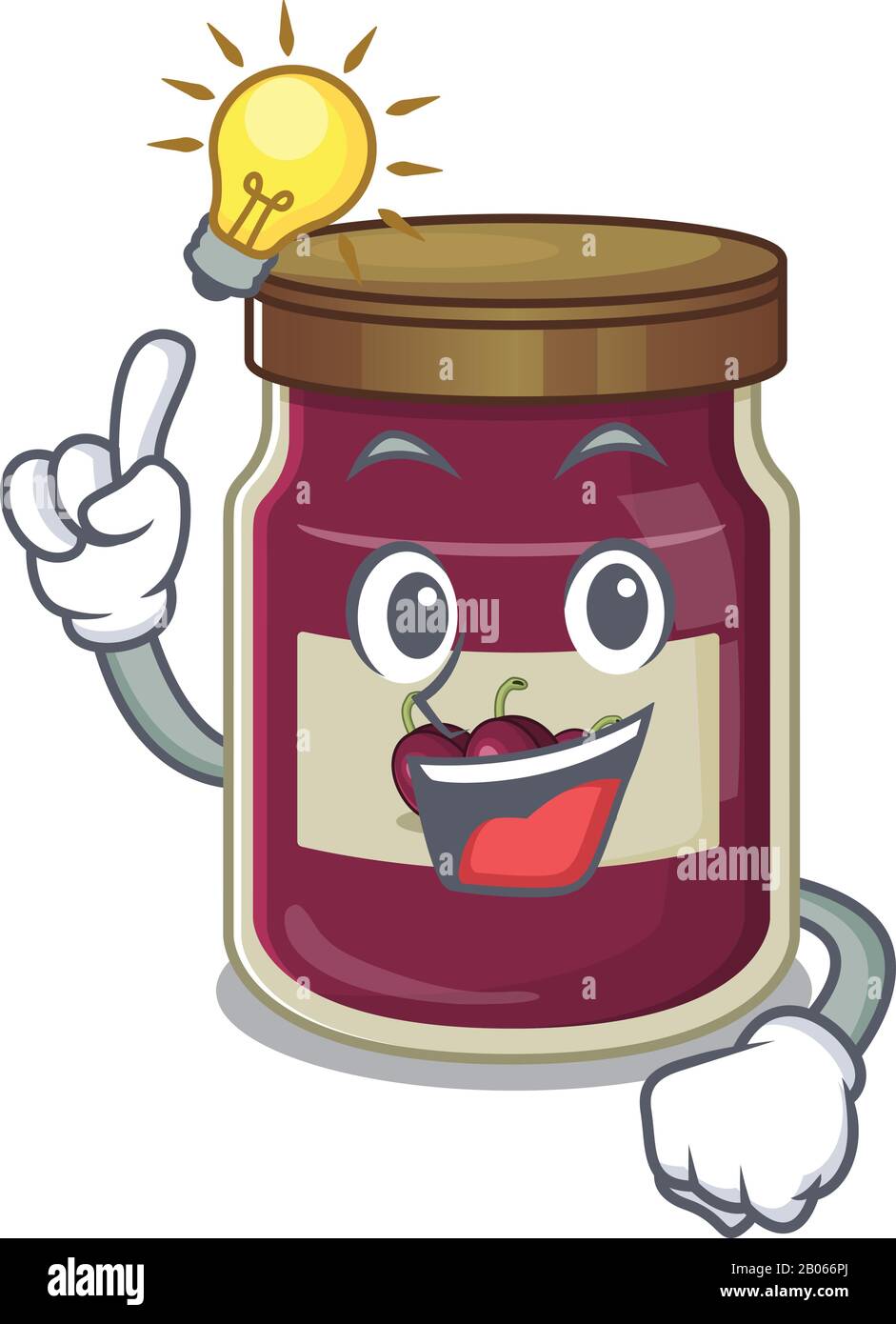 a clever plum jam cartoon character style have an idea gesture Stock Vector