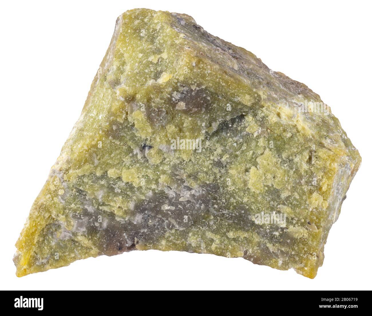 Dunite, Plutonic, Estrei, Quebec Dunite is an ultramafic plutonic rock that is composed almost exclusively of olivine. Stock Photo