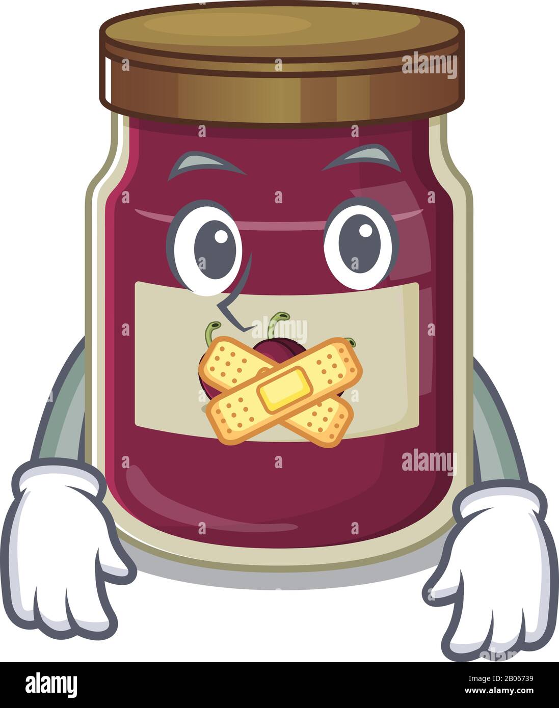 cartoon character design plum jam making a silent gesture Stock Vector