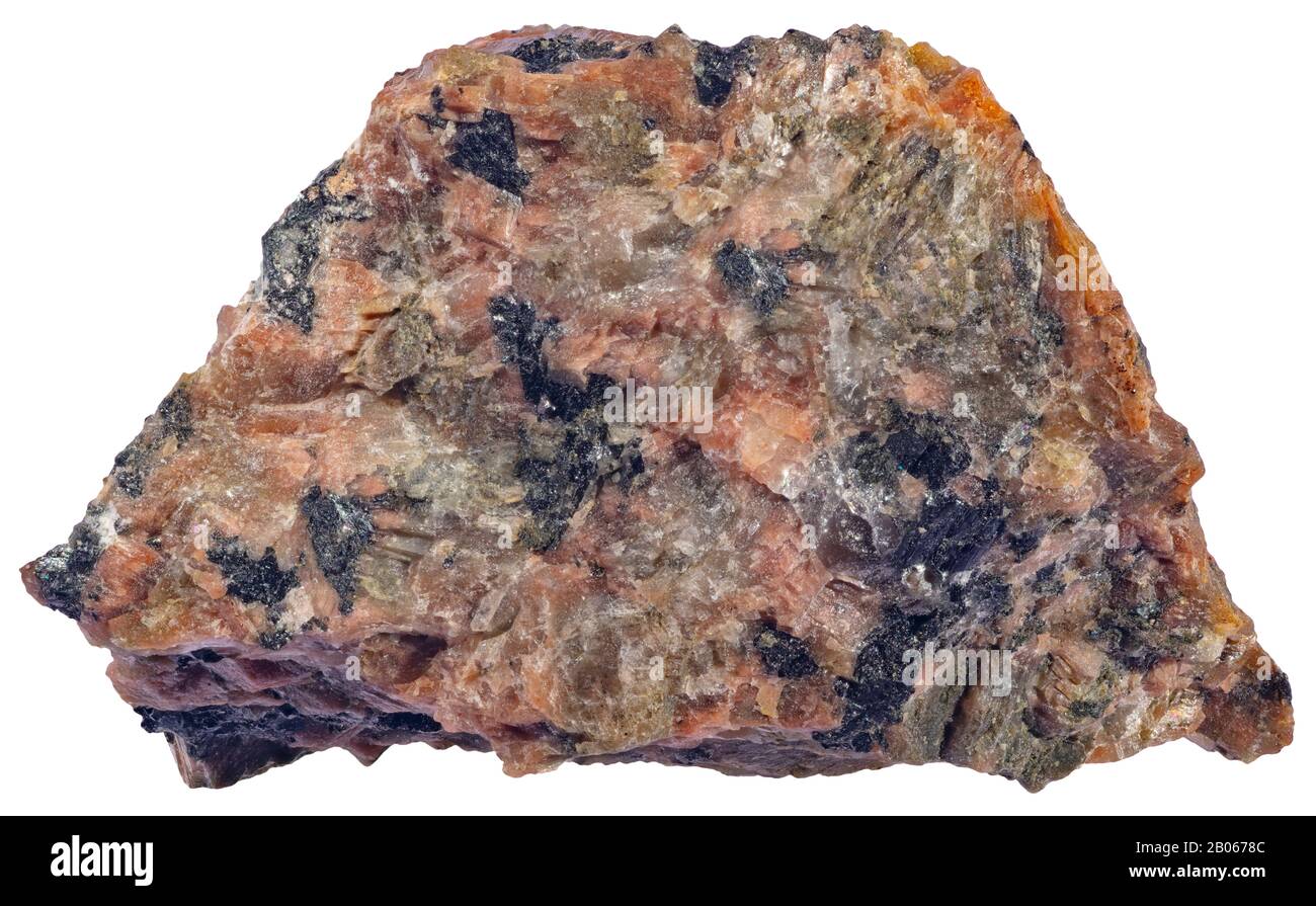 Feldspar Syenite, Magmatic, Grenville, Quebec Syenite is a coarse-grained intrusive igneous rock with a general composition similar to that of granite Stock Photo