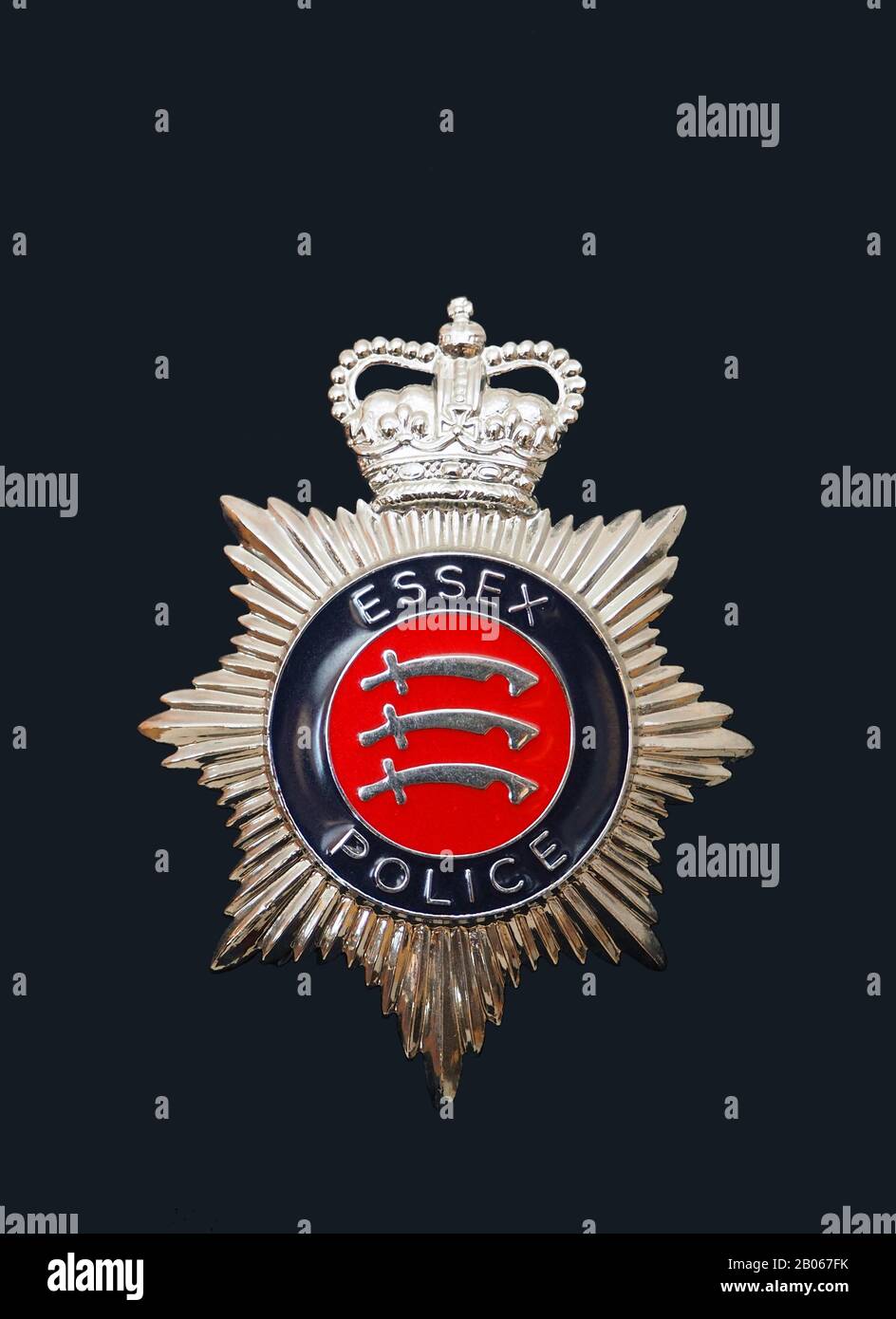 Essex police helmet badge Stock Photo