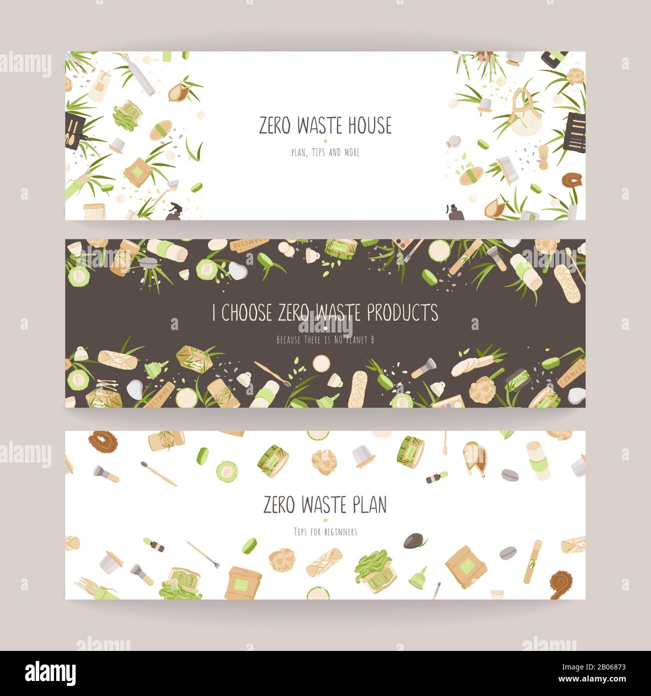 Photo inspiration: Set Of Zero Waste Vector Concept Illustration In Minimalism Style Photo Inspiration