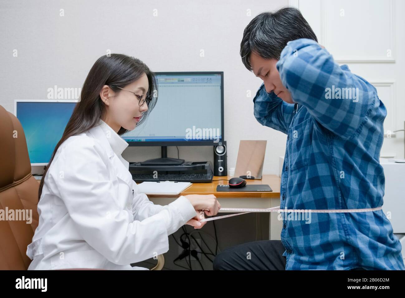 Healthcare, medicine and people concept. Female or Male doctor working in hospital 269 Stock Photo