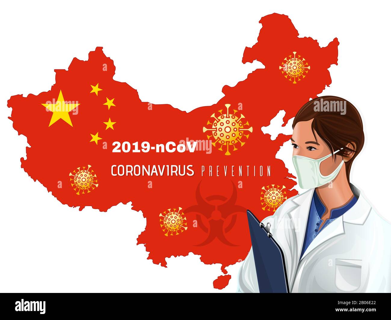 Nurse Against The Background Of The Map Of China Stock Vector Image