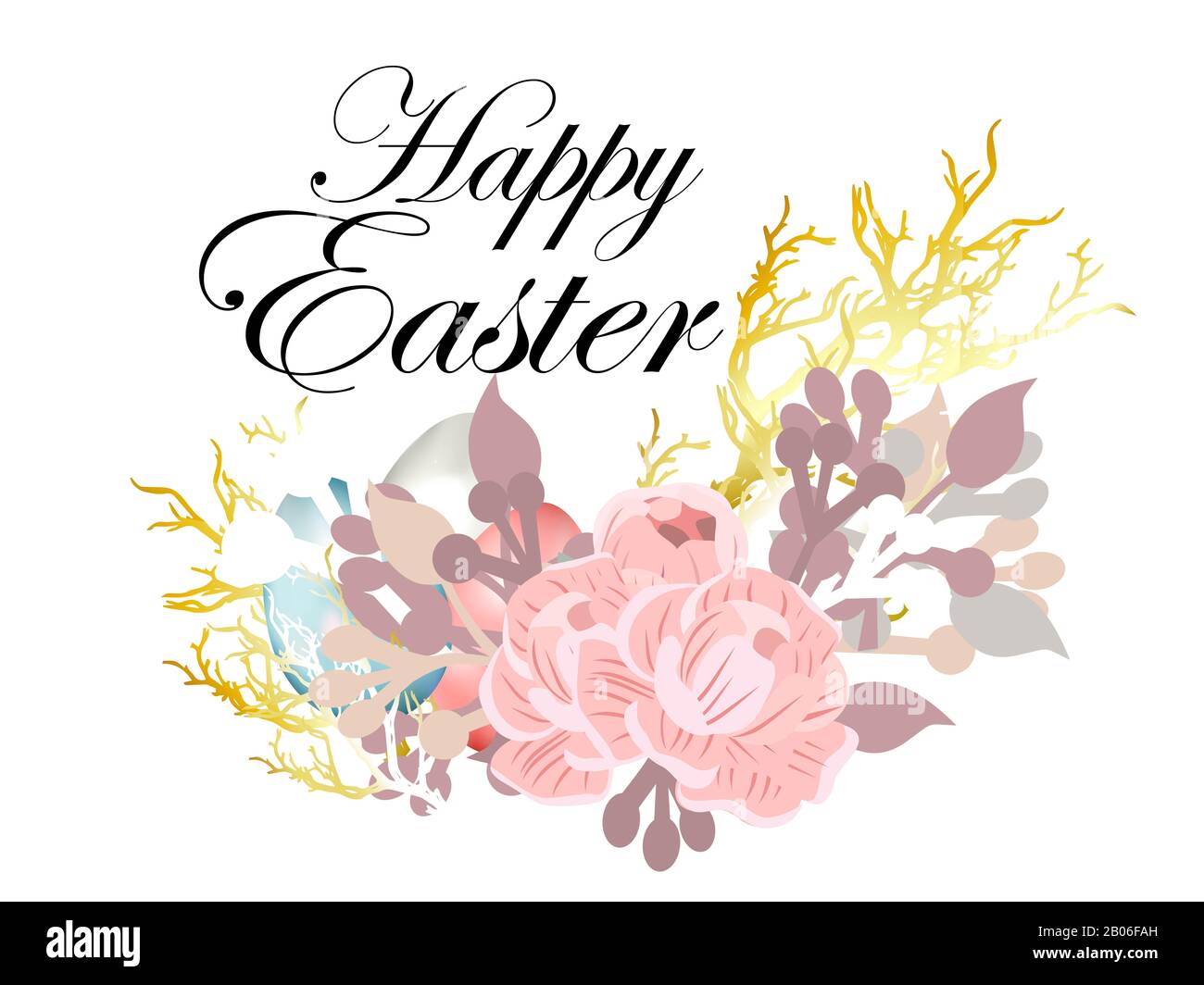 Spring easter background with eggs. Place for text. illustration. Stock Photo