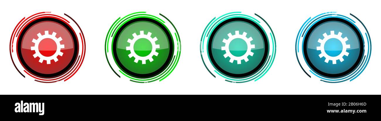 Gear round glossy vector icons, set of buttons for webdesign, internet ...