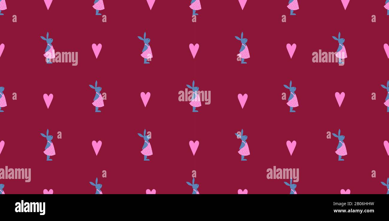Easter seamless pattern. bunny rabbit. Happy easter. Cute spring illustration. Stock Photo