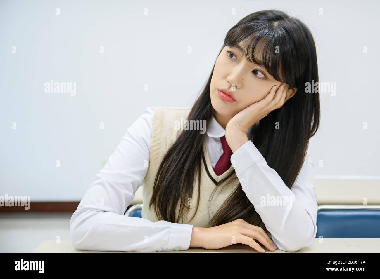High school student's daily life, Asian teenage students wearing uniform on college with friends 140 Stock Photo