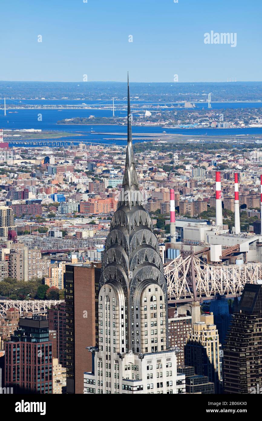 View from the Empire State Building to the Chrysler Building, Manhattan, New York City, New York State, USA Stock Photo