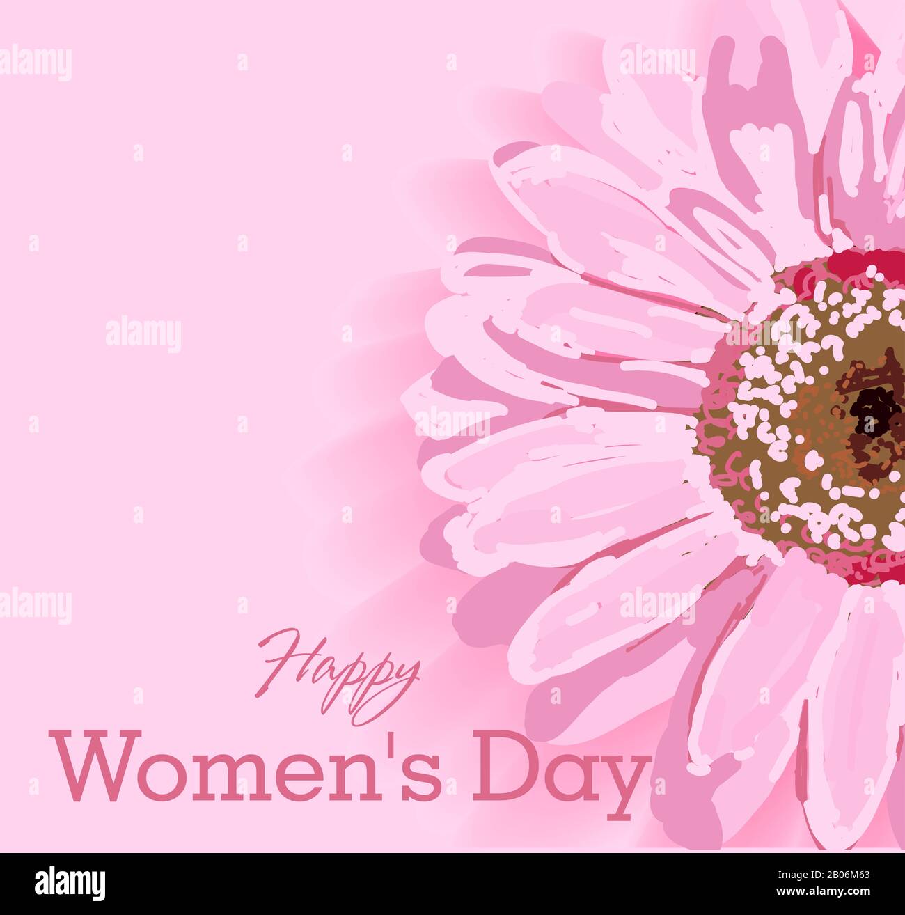 Womens day text design with flowers and pink background. illustration.  Womens day greeting design. Template for poster, card, banner Stock Photo -  Alamy