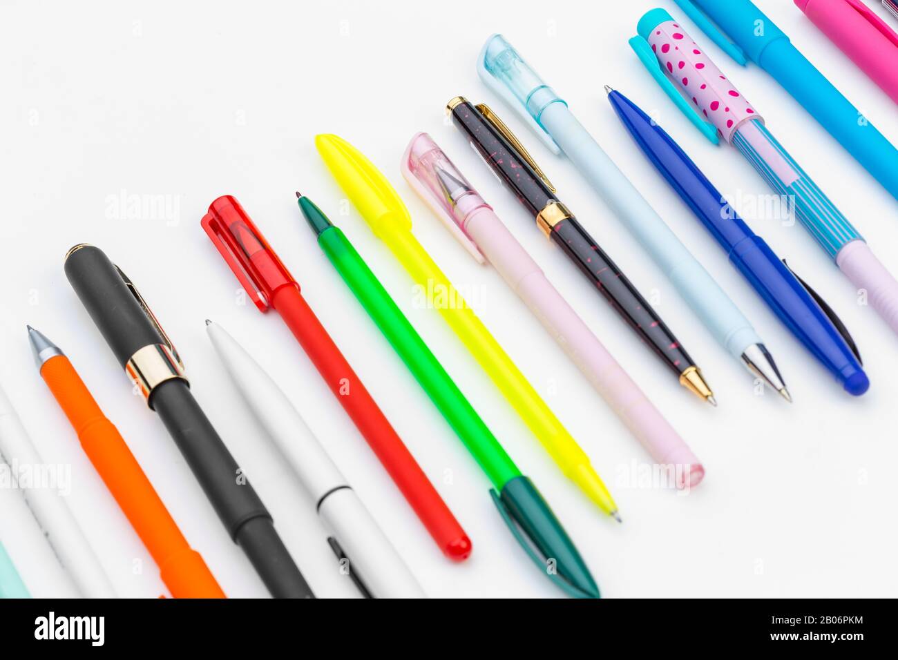 Set of pens isolated on white background. Creative Photo Stock Photo ...