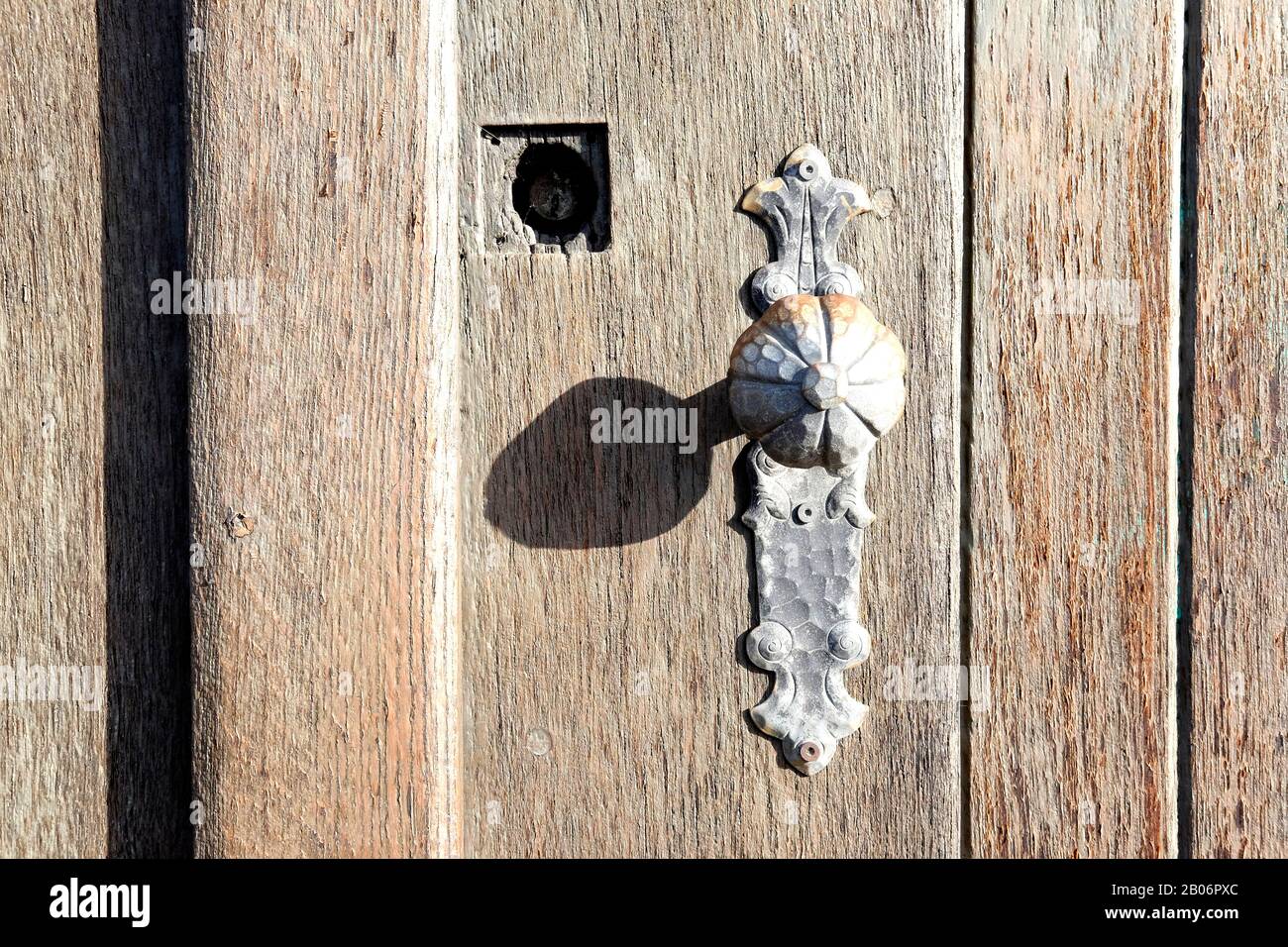 A close up view of an old door in Strasbourg, France Stock Photo