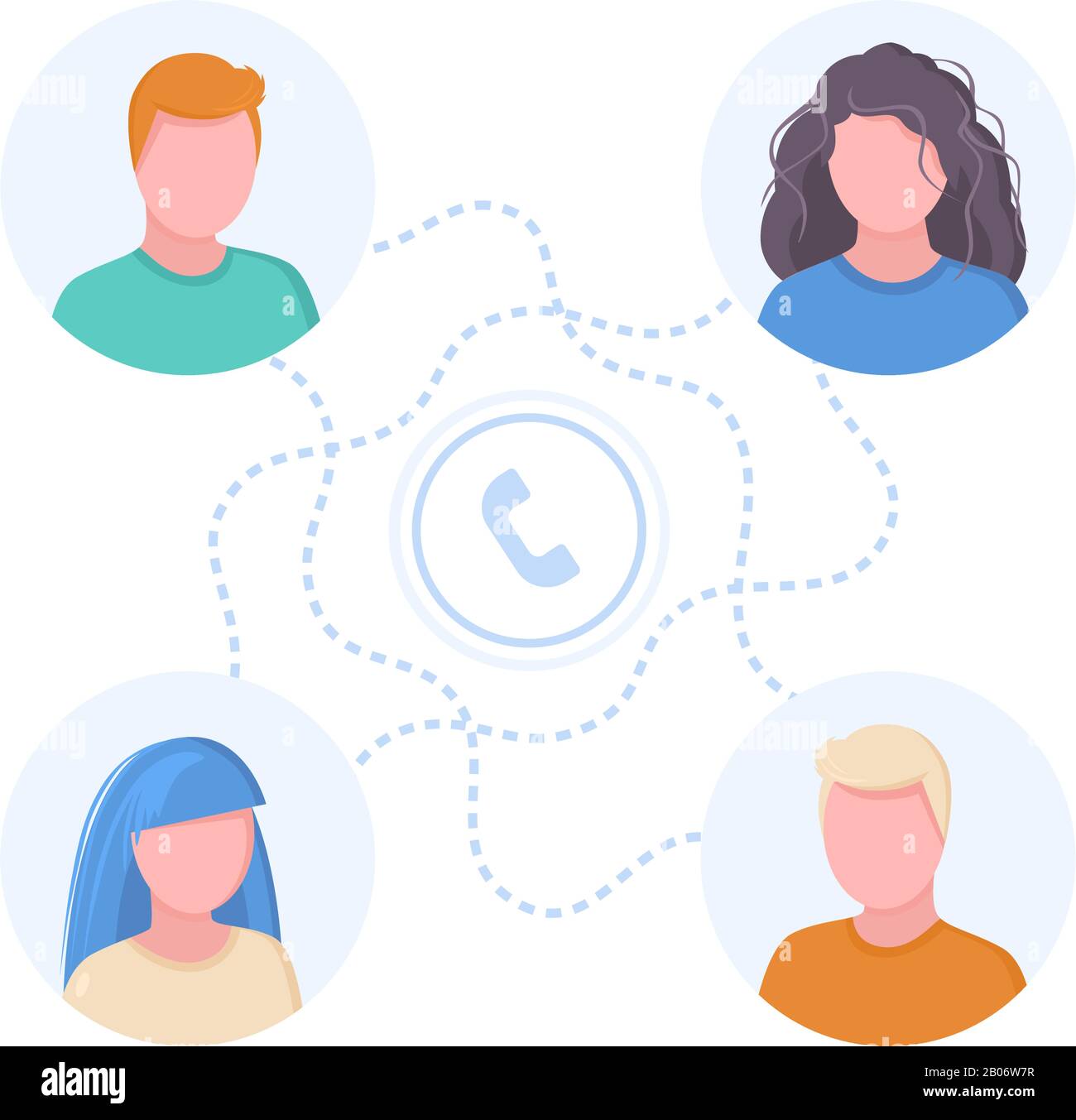 Flat Illustration with people calling each other Stock Vector Image