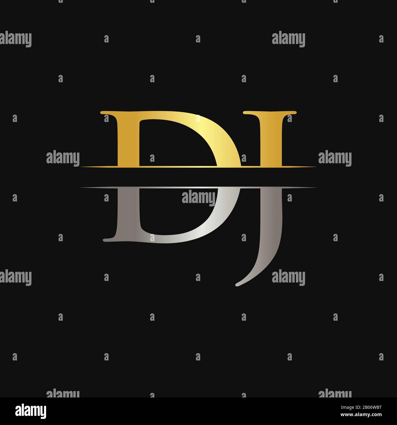 Initial DJ Letter Logo Design Vector With Gold and Silver Color. DJ ...