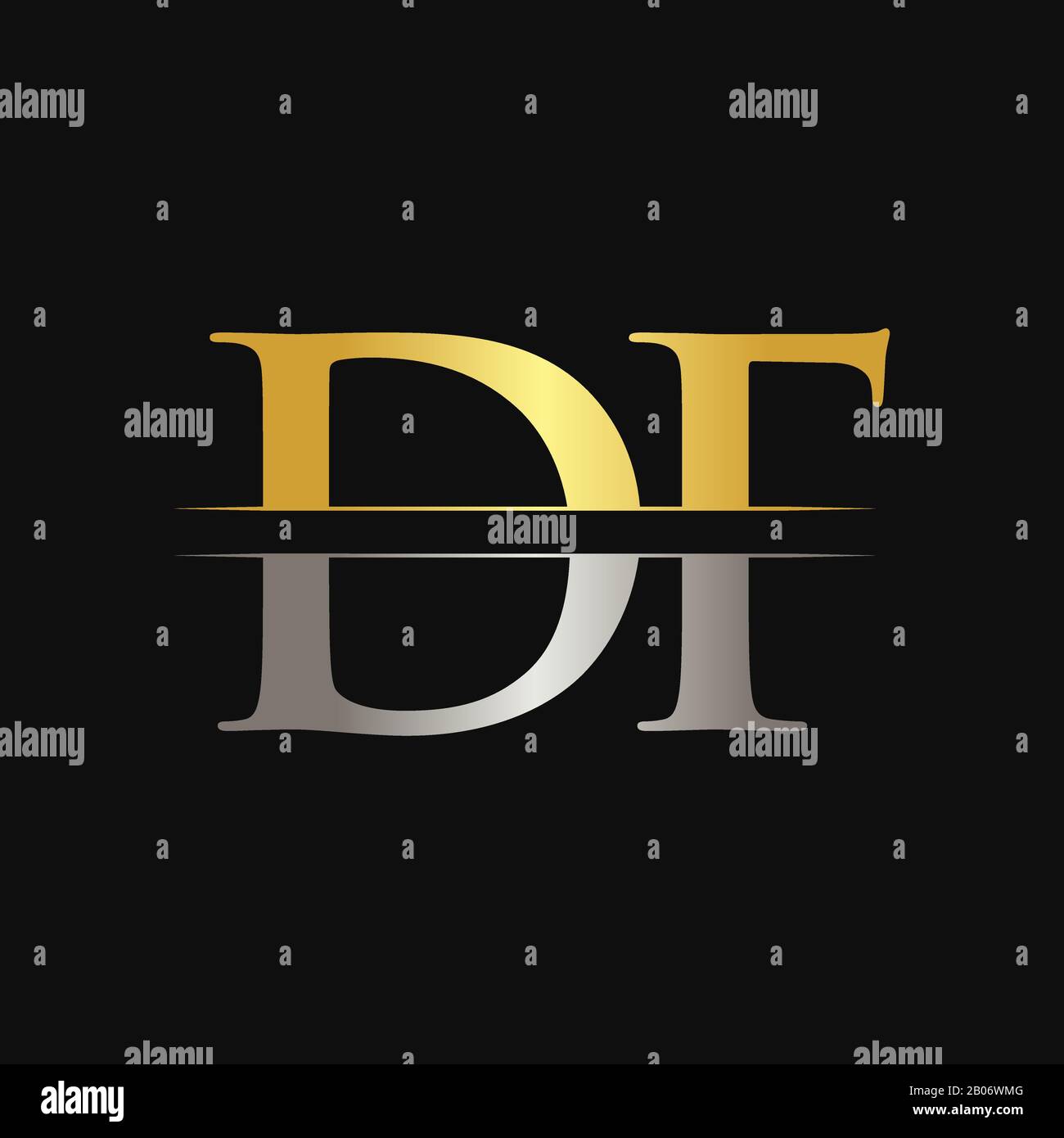 Initial DF Letter Logo Design Vector With Gold and Silver Color. DF ...