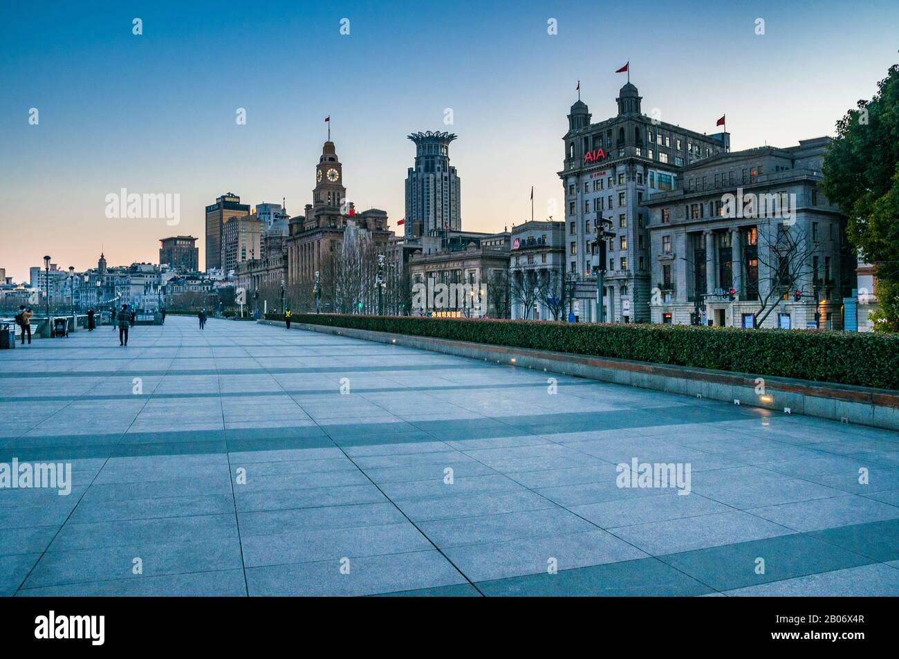 The normally bustling Bund in Shanghai more of a ghost town due to the coronavirus. Stock Photo