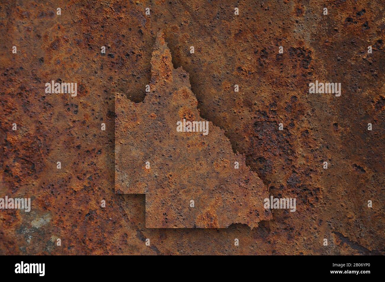 Map of Queensland on rusty metal Stock Photo - Alamy