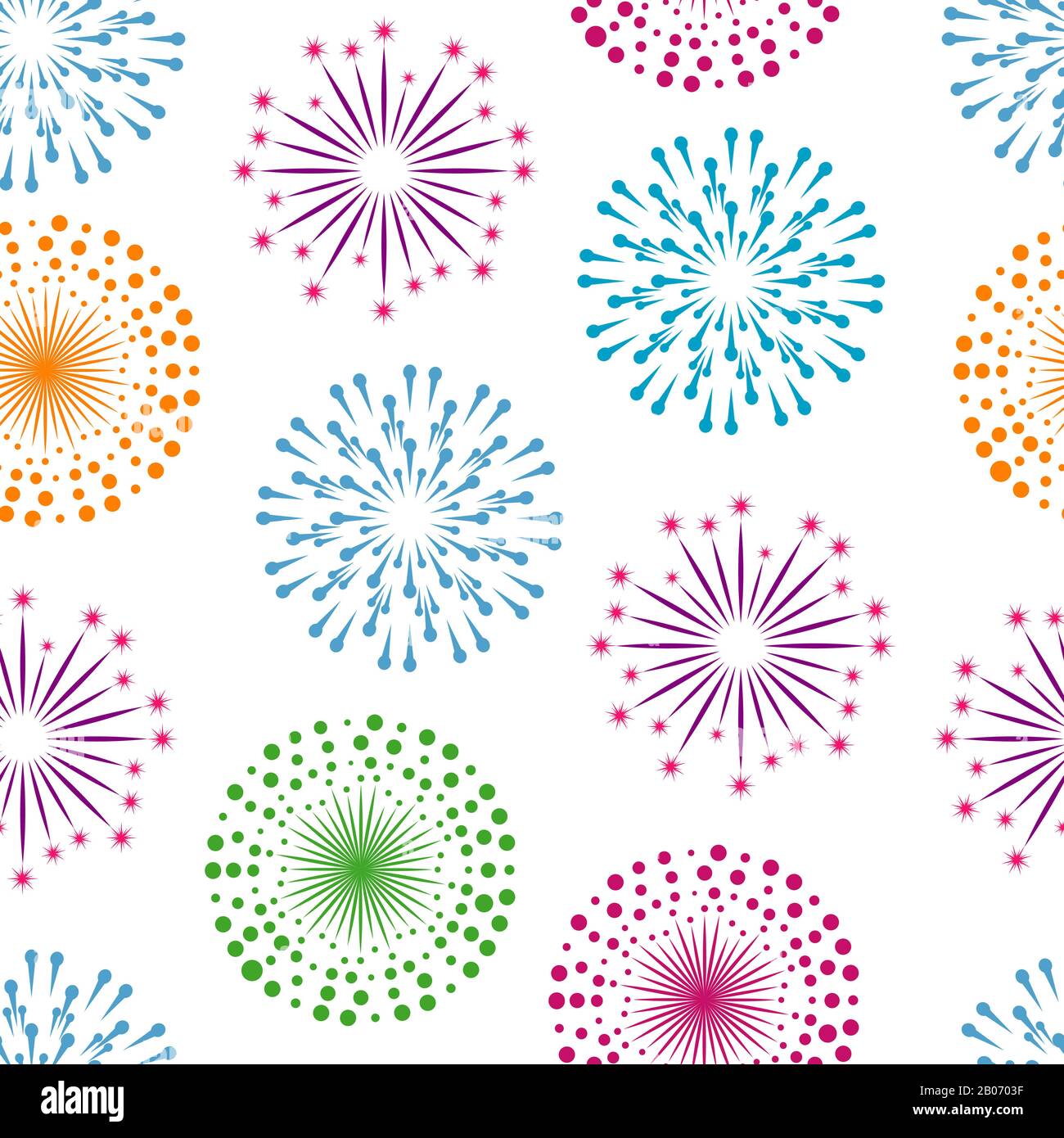 Fireworks seamless pattern background. Birthday or new year holiday illustration Stock Vector