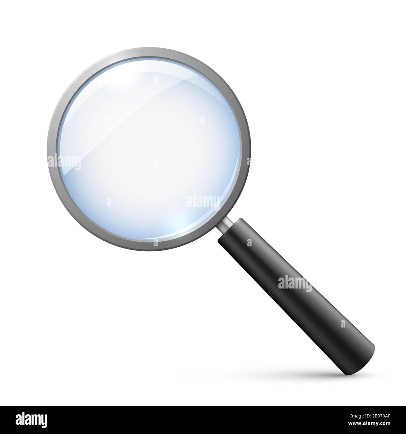 Magnifying glass isolated on white vector illustration. Tool to magnify, research and analysis Stock Vector