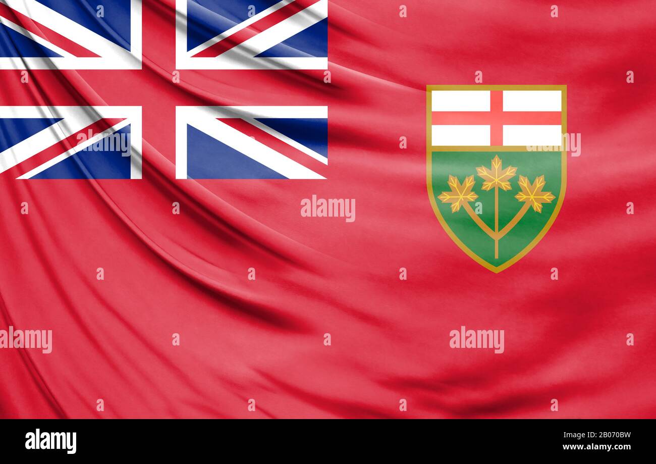 Realistic flag of Ontario on the wavy surface of fabric Stock Photo Alamy