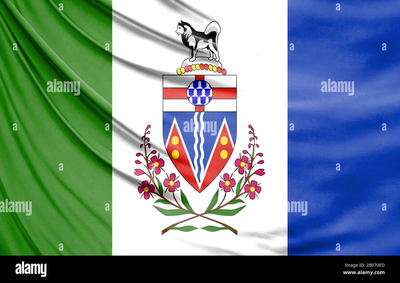 Realistic Flag Of Yukon On The Wavy Surface Of Fabric Stock Photo Alamy