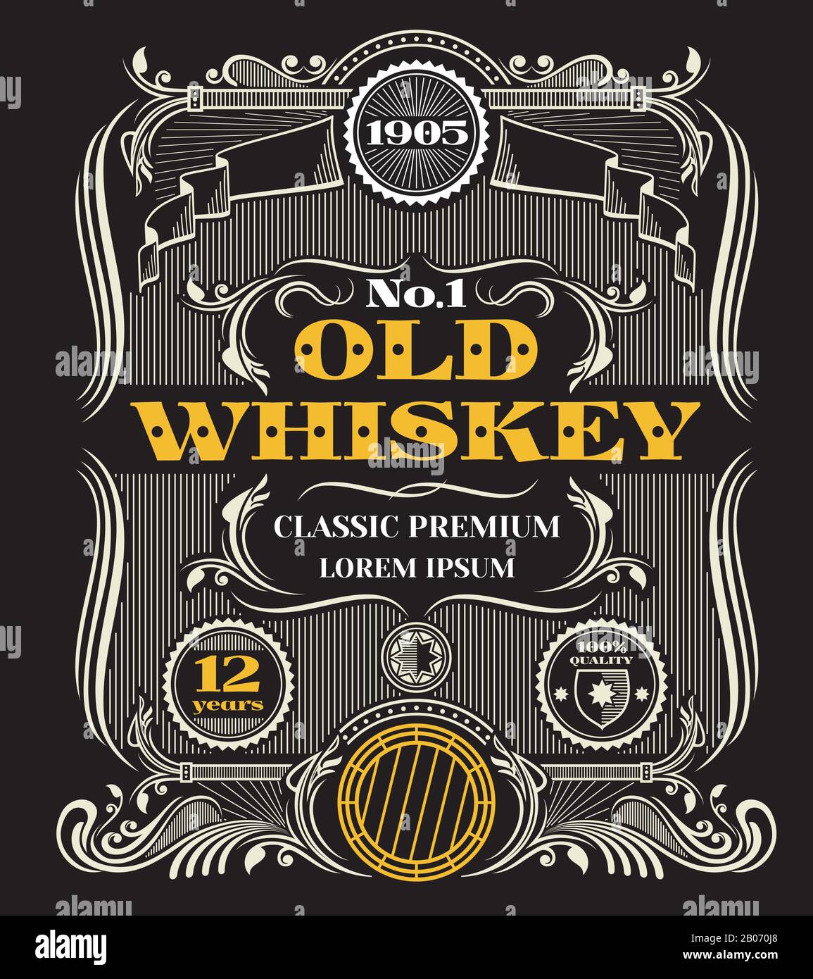 Vintage Whiskey Label High Resolution Stock Photography and Images In Blank Jack Daniels Label Template