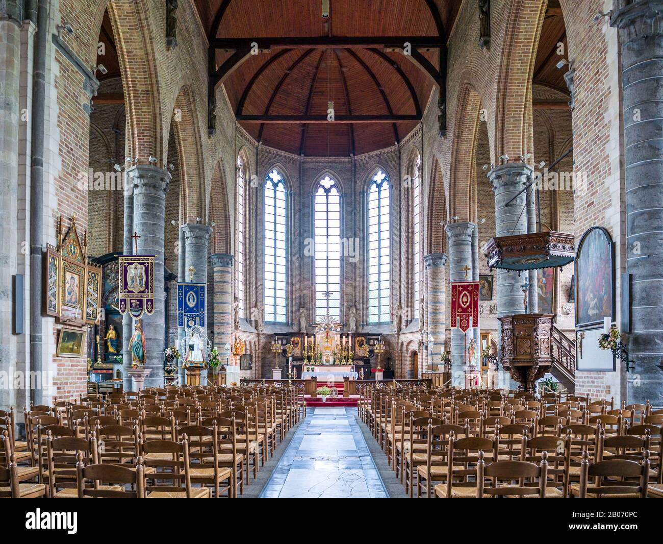 Interior of Church of our Lady in Damme, West Flanders, Belgium Stock Photo