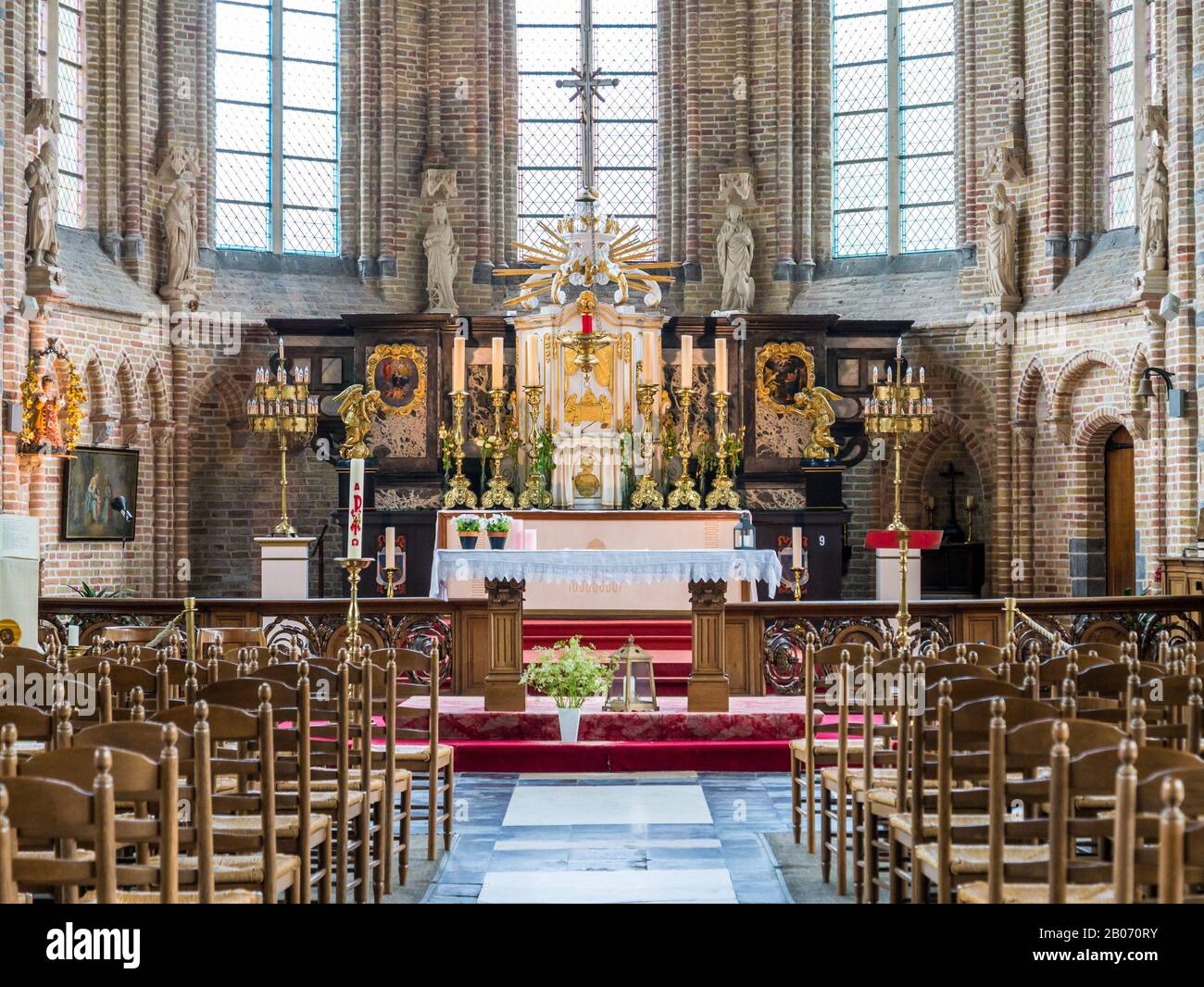 Interior of Church of our Lady in Damme, West Flanders, Belgium Stock Photo
